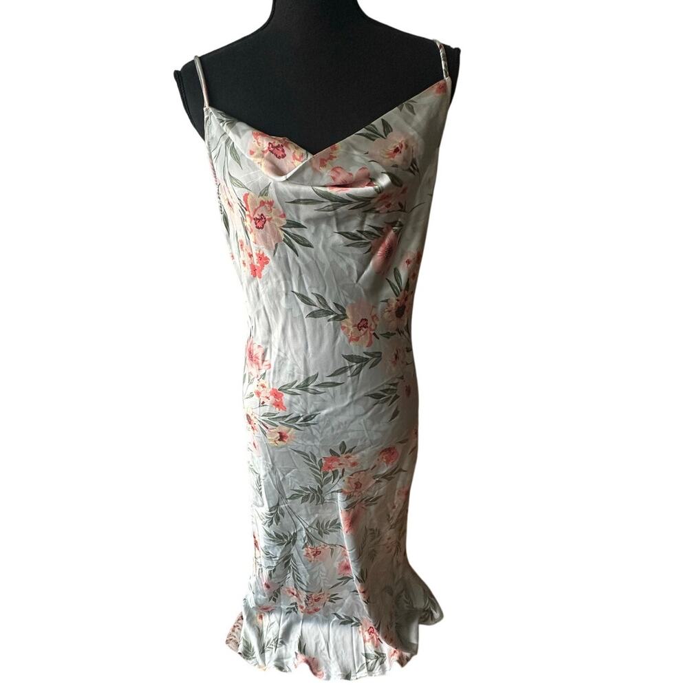 Takara Floral Slip Dress Cowl Neck Adjustable Straps Size M